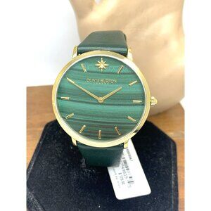 Olivia Burton Women's Watch 24000067 Quartz Gold Green Dial Leather Strap 40mm